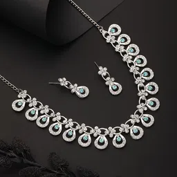 Jazz and Sizzle Rhodium-Plated American Diamond & Crystal-Studded Jewellery Set-picture-13