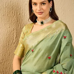 SERONA FABRICS Woven Design Embroidered Designer Banarasi Saree image 2