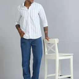 HOUSE OF MAHNOTS Men Comfort Relaxed Fit Vertical Striped Cotton Casual Shirt-picture-25