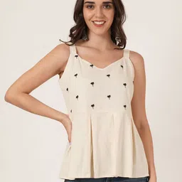 Brownverse Embellished Embroidered Cotton Top-picture-31