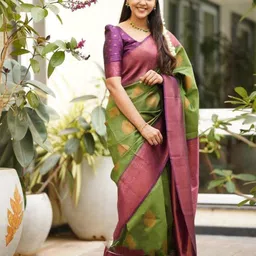 Areca Designer Floral Zari Pure Silk Designer Banarasi Saree-image-13
