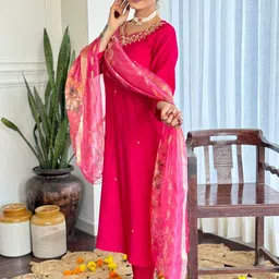 Siya Fashion Women Ethnic Motifs Regular Kurta with Trousers & Dupatta image 3