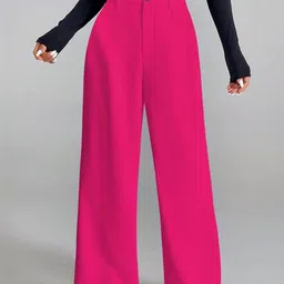 BAESD Women Relaxed Straight Leg High-Rise Non Iron Trousers image 5