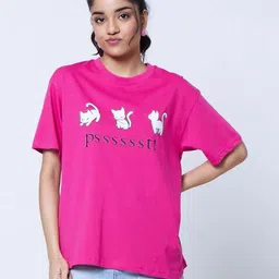 LoveDky Women Printed Drop-Shoulder Sleeves T-shirt-picture-13