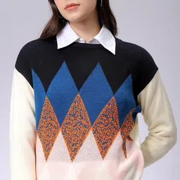 Freehand by The Indian Garage Co Women Argyle Pullover-picture-35