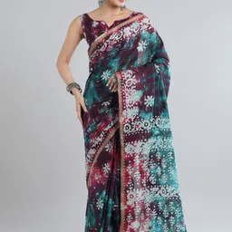 all about you Printed Daily Wear Saree with Matching Blouse image 2