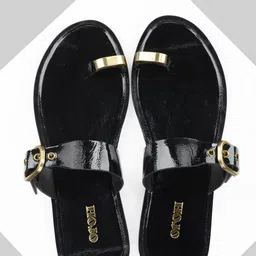 Oroh Women Leather One Toe Flats With Buckles-image-86