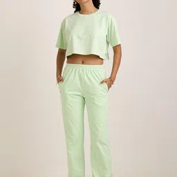 AVOCADO Pure Cotton Round-Neck Top With Trousers Co-Ords-picture-30