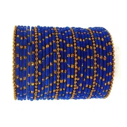 THE BLAZZE Set Of 40 Blue Glass Artificial Stones & Beads Bangle image 2