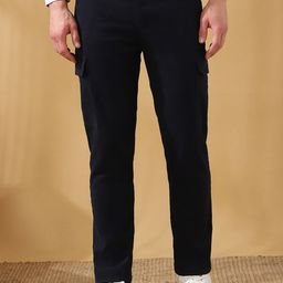 Dennis Lingo Men Solid Straight Fit Cargo Trousers-picture-2