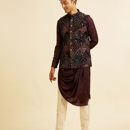 Manyavar Embroidered Woven Nehru Jacket image 2