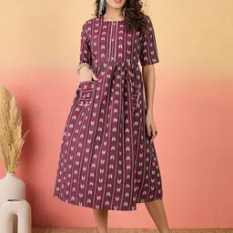Sangria Self Design Fit & Flare Dress image 1