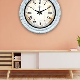 OLIVE TREE Blue & White Textured Round Modern Wall Clock-picture-30