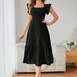 ROOM 19 Flutter Sleeve Ruffled Fit & Flare Midi Dress-picture-11