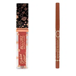 Fashion Colour Set Of 2 Platinum Allure Lip Gloss-6 ml-Peachy Peach & Lip Liner-Toffee Bar image 1