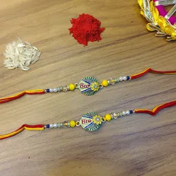 PUFFSMART Set Of 2 Artificial Stones Studded & Beaded Thread Rakhis-picture-31