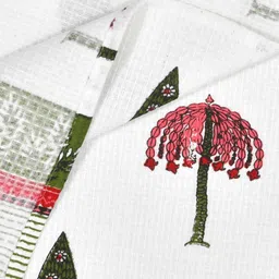 MAFATLAL White & Pink 3 Pieces Ethnic Motifs Printed Cotton 250 GSM Towel Set image 2