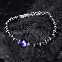 PANASH Men Silver-Toned & Blue Handcrafted Silver-Plated Bracelet image 1