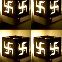 Gojeeva 4 Pcs Brown & White Camphor Diffuser Glass With Switch-picture-7