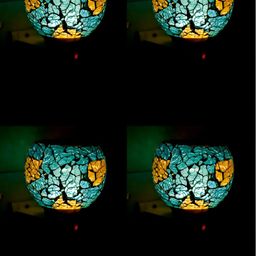 Gojeeva Blue & Yellow Glass Camphor Diffuser With Switch-picture-3