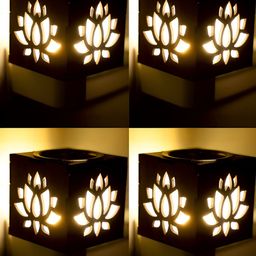 Gojeeva 4 Pcs Brown & White Camphor Diffuser Glass With Switch-picture-26