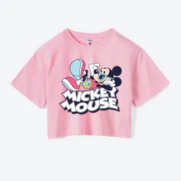 YK Disney Girls Mickey Mouse Graphic Printed Pure Cotton T-Shirt-picture-12