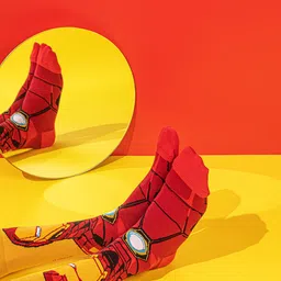 Balenzia x Marvel Men Pack Of 2 Red Iron Man Printed Cotton Ankle & Calf Length Socks-picture-49