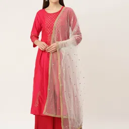 Studio Shringaar Off White Net Embroidered Dupatta-picture-25