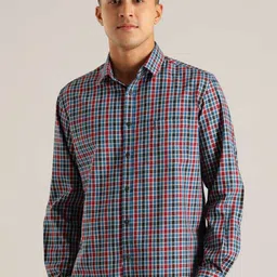 Indian Terrain Chiseled Slim Fit Tartan Checked Casual Pure Cotton Shirt-picture-15