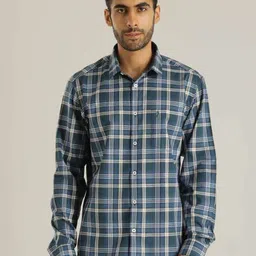 Indian Terrain Tartan Checks Chiseled Slim Fit Cotton Casual Shirt-image-78