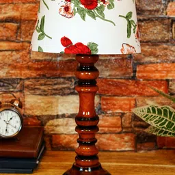 foziq Brown & White Printed Wooden Table Lamps-picture-35