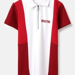 United Colors of Benetton Boys Colourblocked Polo Collar Pure Cotton T-shirt-picture-33