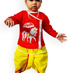 BAESD Boys Round Neck Long Sleeves Ethnic Patchwork Pure Cotton Kurta with Pyjamas-picture-10