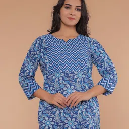 R RANAK CREATION Floral Printed Round Neck Cotton Longline Top-picture-35