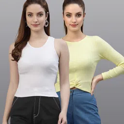 Friskers Pack of 2 White & Yellow Fitted Tops-picture-39