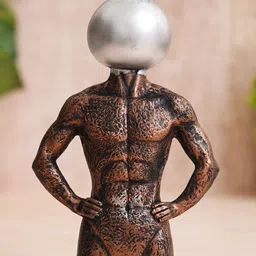 eCraftIndia Silver Toned Men Statue Round Sign On Face Human Figurine Decorative Showpiece-picture-34