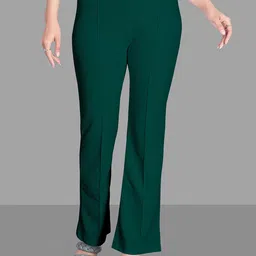 Jinax Women Relaxed Straight Leg Straight Fit High-Rise Easy Wash Bootcut Trousers-picture-33