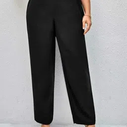 BROADSTAR Women Relaxed Straight Leg Slim Fit High-Rise Easy Wash Trousers-image-31