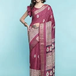 Mitera Ethnic Motifs Woven Design Jacquard Zari Art Silk Saree-image-54