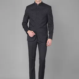 Canary London Embroidered Slim Fit Bandhgala Single Breasted Two Piece Suit-picture-18