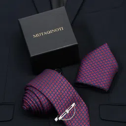 MUTAQINOTI Men Printed Silk Formal Accessory Gift Set-picture-35