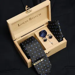 LOUIS STITCH Men Italian Silk Blend Necktie Accessory Gift Set-image-83