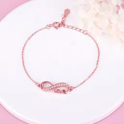 GIVA 925 Sterling Silver & Rose Gold-Plated Cubic Zirconia Link Bracelet-picture-34