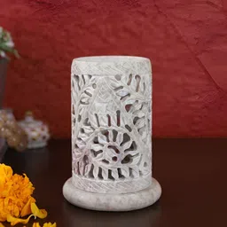 Aura White Textured Candle Holder-image-15