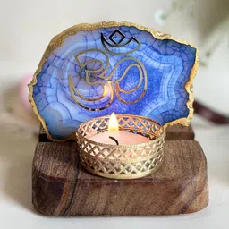 HOMEARTE Blue Stoneware Tea Light Candle Holders-picture-24
