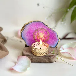 HOMEARTE Pink Agate Guru Ji Tea Light Candle Holder-picture-37