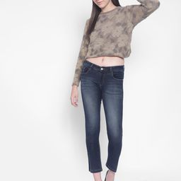 Crimsoune Club Women Mid-Rise Slim Fit Heavy Fade Stretchable Jeans With Side Slits-picture-39