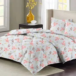 bsb home Sea Green & Coffee Brown Floral Microfiber Double King Superfine Bedding Set-picture-3