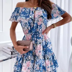 StyleCast x Revolte Floral Printed Off-Shoulder Flutter Sleeves A-Line Midi Dress-image-59