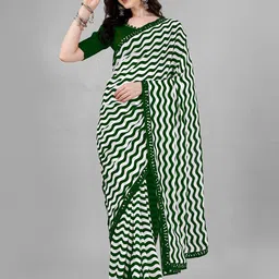 Flip The Style Striped Embroidered Pure Georgette Leheriya Saree-picture-15